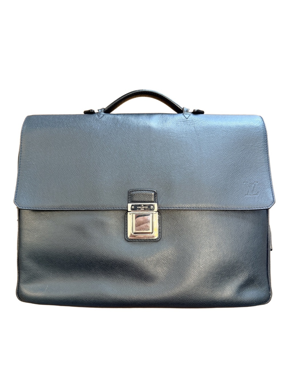 Louis Vuitton Vassili PM Taiga Leather Black Briefcase Business Bag